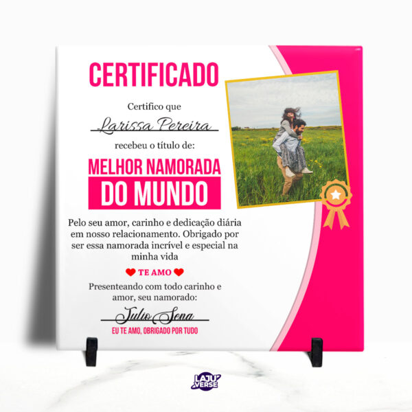 Azulejo Certificado Melhor Namorada Do Mundo