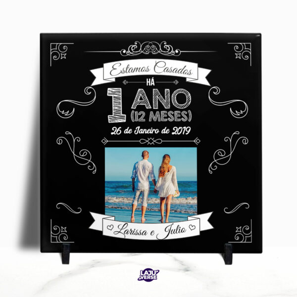 Azulejo 1 Ano de Casados Com Foto