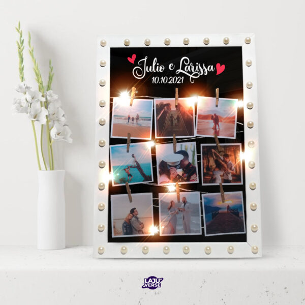 Porta Retrato Led Com Nomes e Data