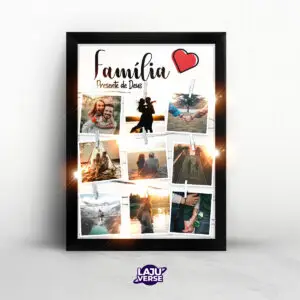 Porta Retrato Led Preto Família