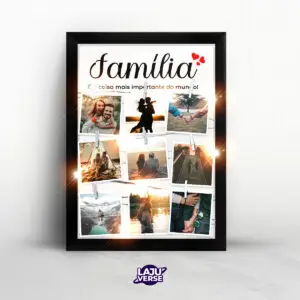 Porta Retrato Led Preto de Família