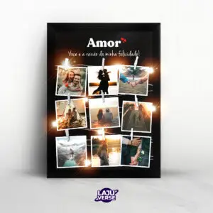 Porta Retrato Led Preto Amor