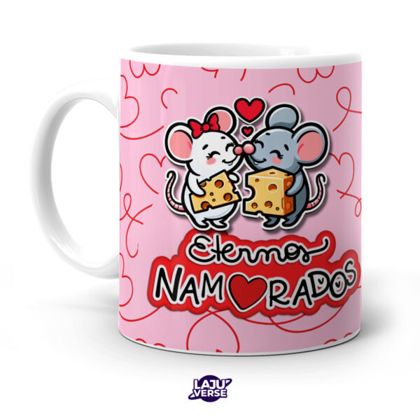 Caneca Eternos Namorados Fundo Rosa